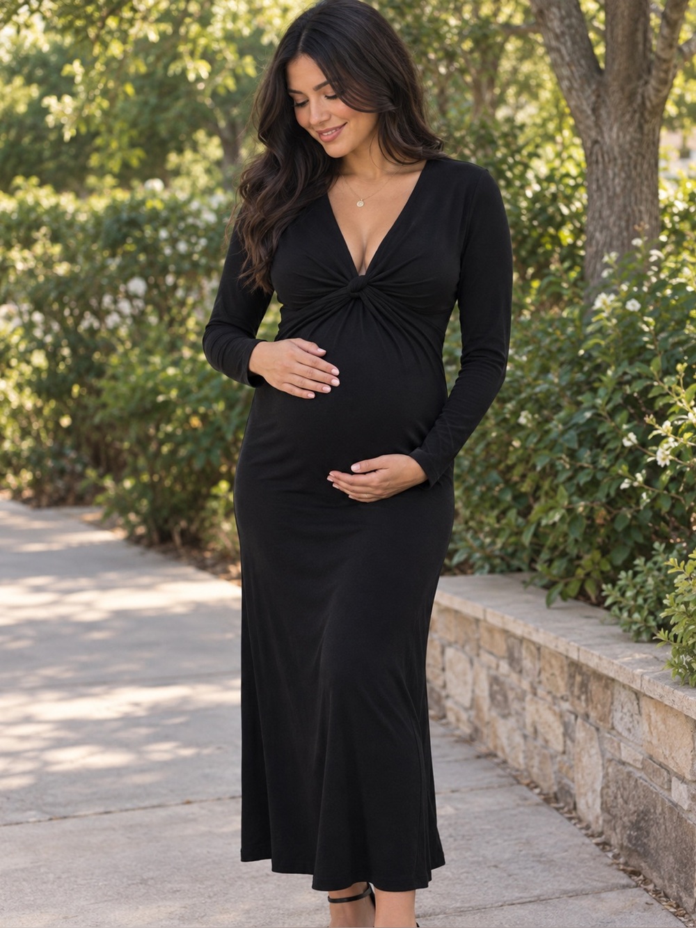 Isabella Oliver Black Maternity Twist Front Maxi Dress